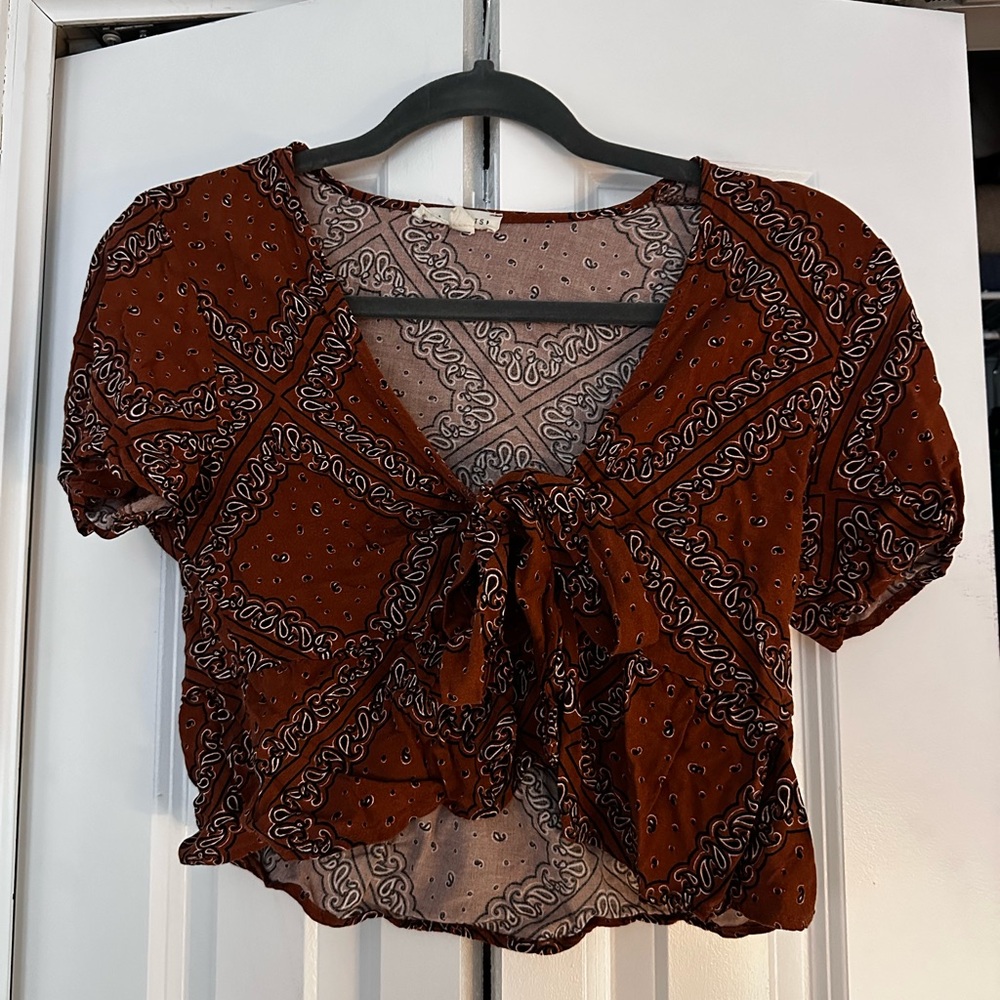 Front Tie Patterned Top